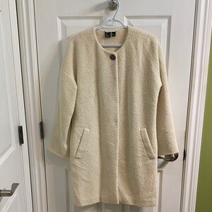 Fisher Project Cream Sheared Suri Alpaca Wool Long Snap Front Women’s Coat XS